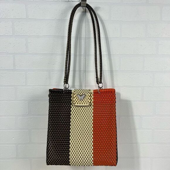 Mexican Hand Woven with Plastic Shoulder Bag - Picture 1 of 15